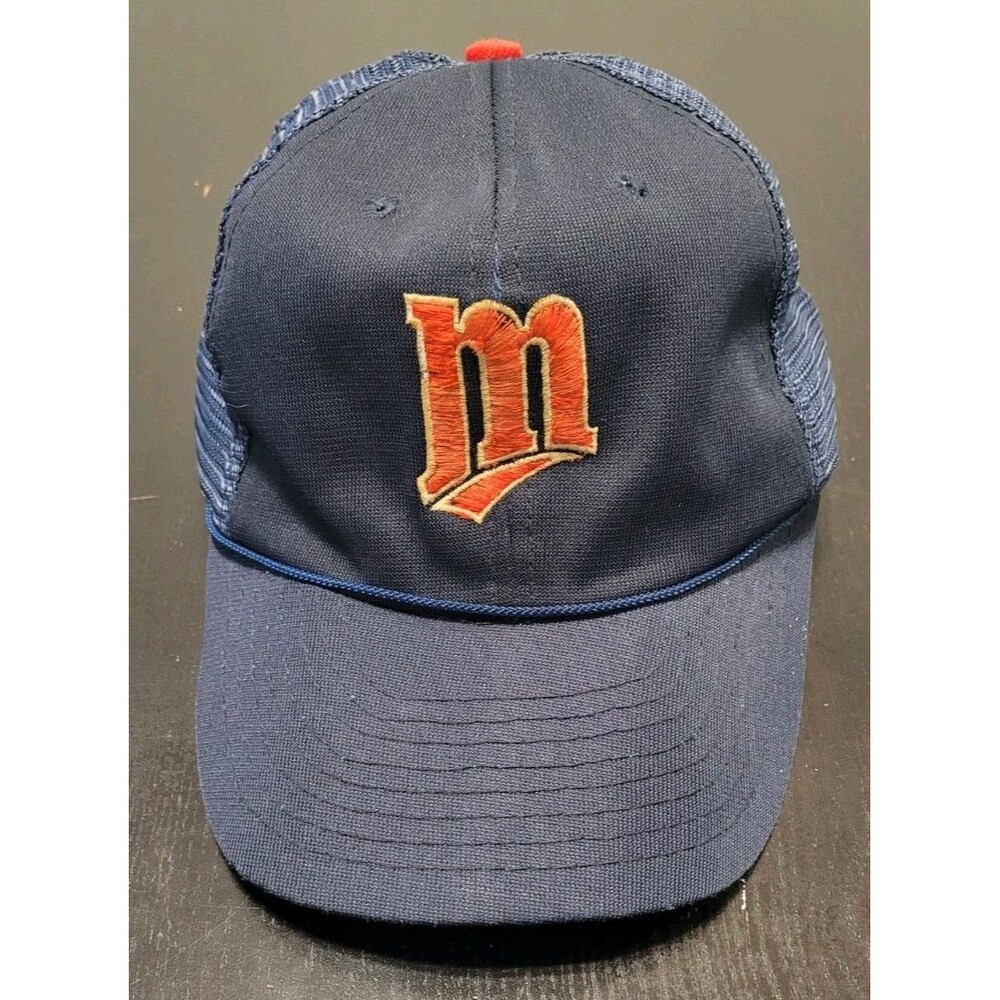 Vintage 80s Minnesota Twins MLB Mesh Back Trucker Cap Snapback Hat Plain Logo